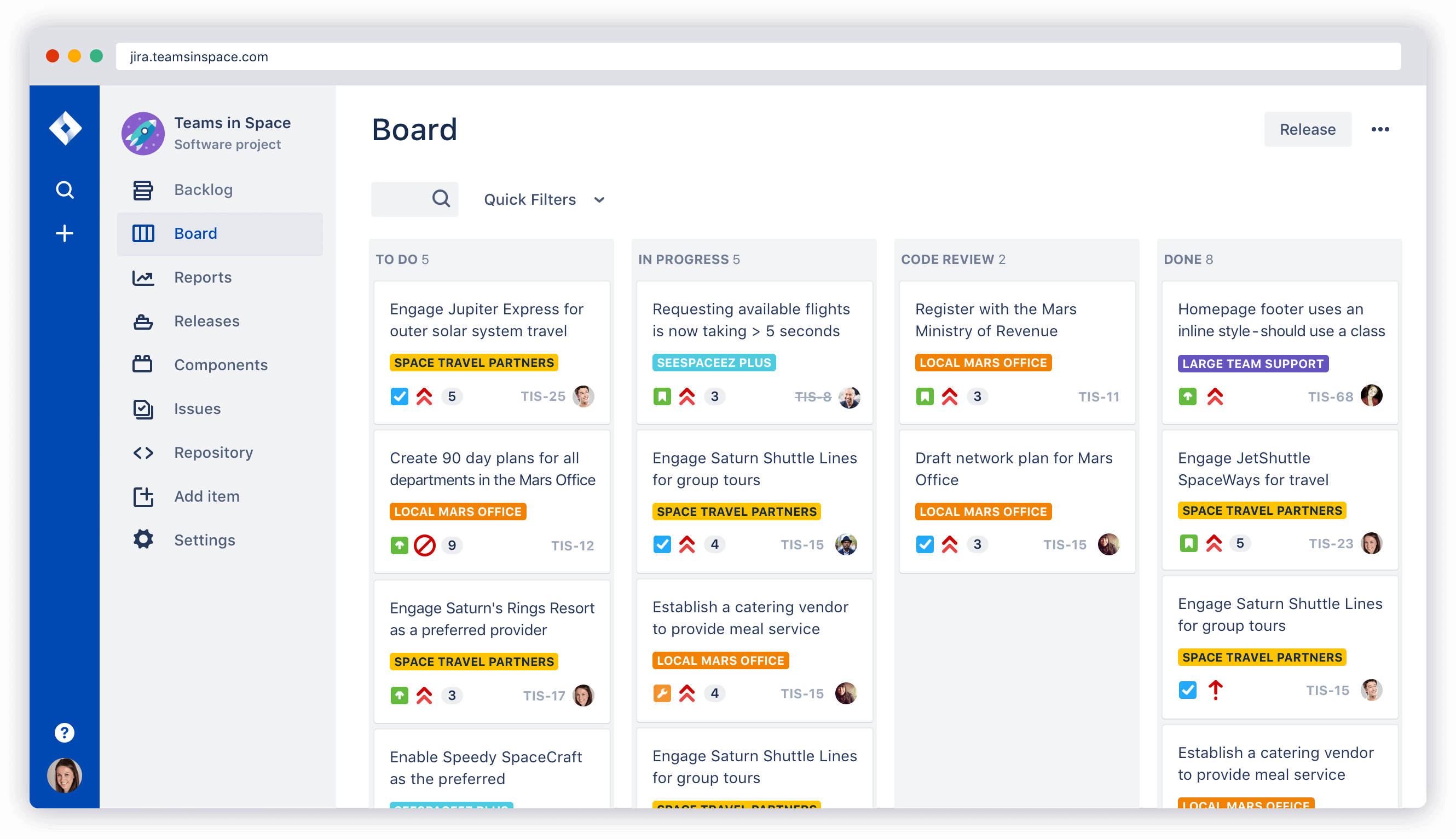 JIRA Core pantalla de trabajo