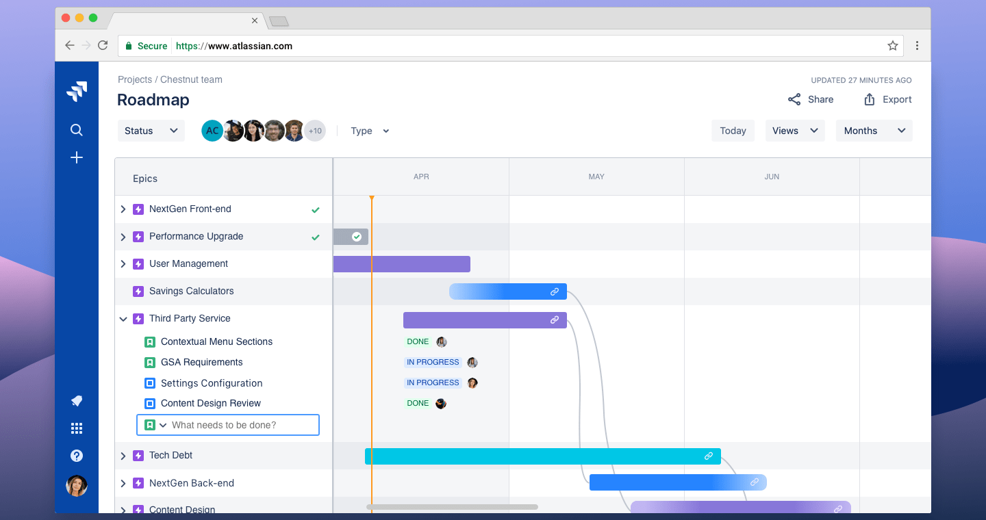 JIRA Software pantalla de trabajo