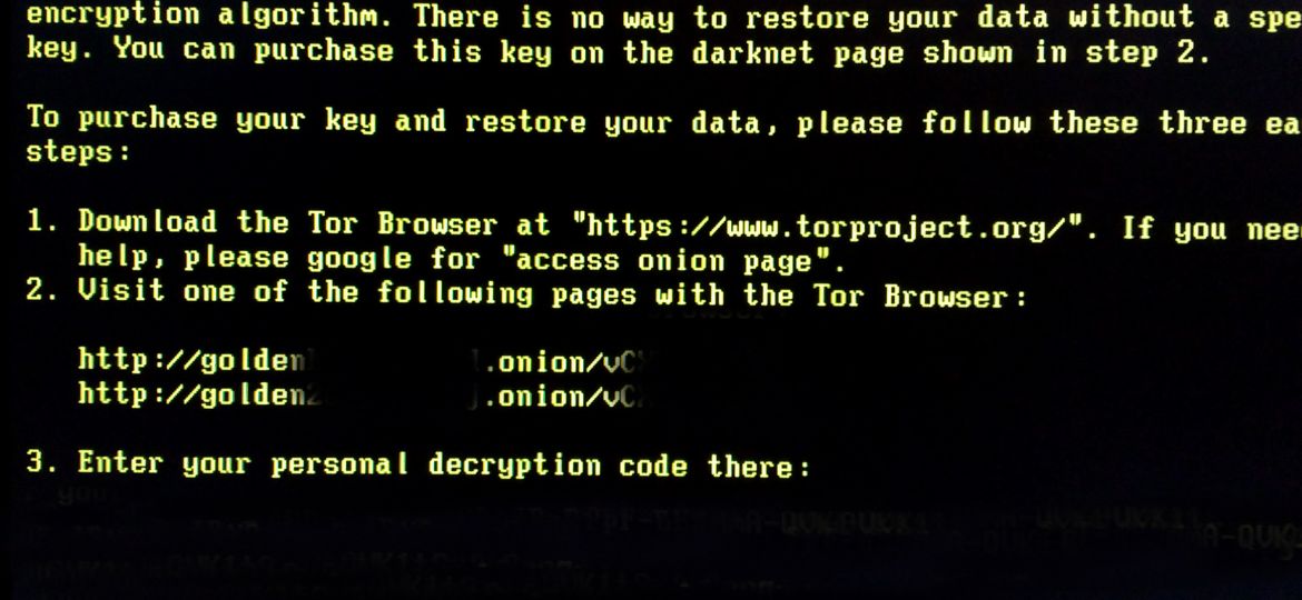 Pantalla de Ransomware