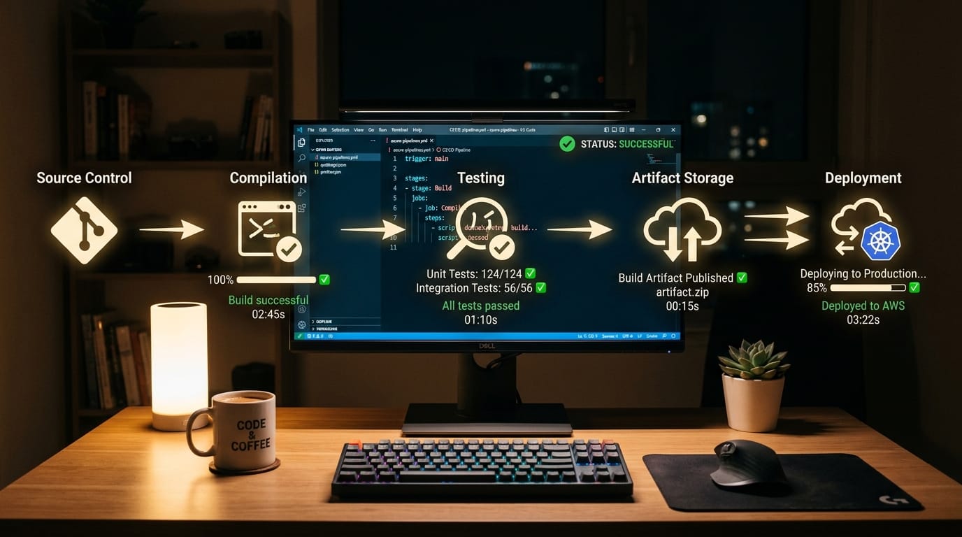 Un pipeline típico en Bitbucket ejecuta validación de código, pruebas unitarias y despliegue automático en minutos, reduciendo intervención manual y errores humanos. Un pipeline típico en Bitbucket ejecuta validación de código, pruebas unitarias y despliegue automático en minutos, reduciendo intervención manual y errores humanos.